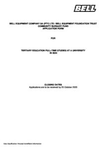 Bell Equipment Bursary Application Form 2024 | Bursaries South Africa